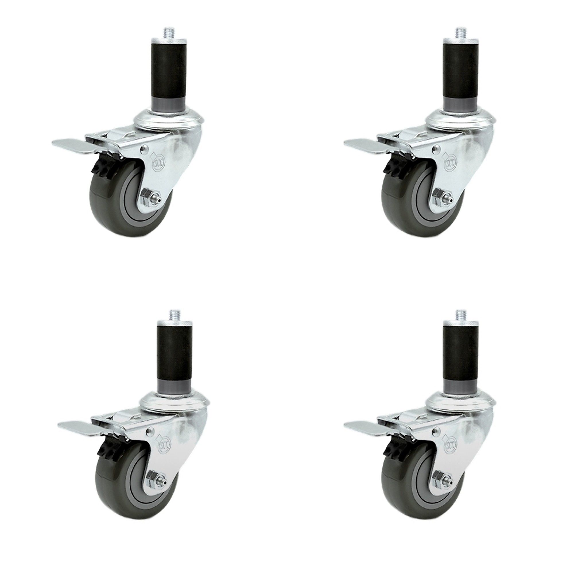 Service Caster, 3 1/2in. x 1 1/4in. Stem Casters, Wheel Diameter 3.5 in, Caster Type Rigid, Package (qty.) 4, Model# SCC-SSTTLEX20S3514-PPUB-MTG46-4